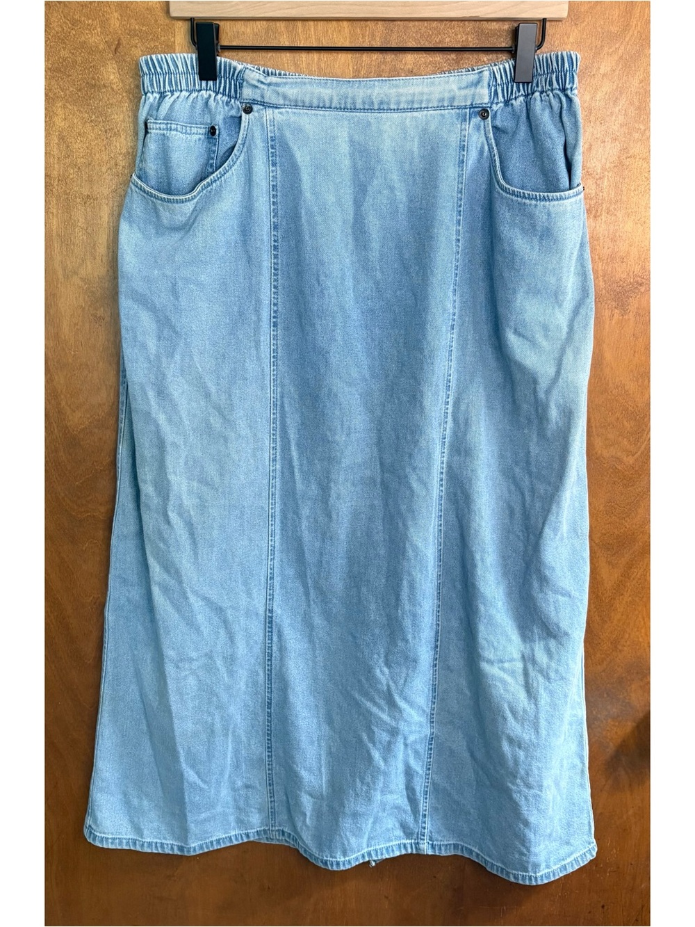 Vintage 90s High Rise Light Blue Denim Maxi Skirt Phoebe Modest Country Western